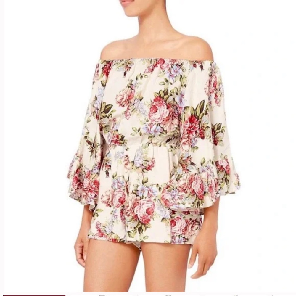 LPA Floral Linen Ruffle Romper